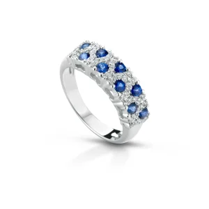 Anello Donna in Oro 18 Carati con Diamanti e Zaffiri.
