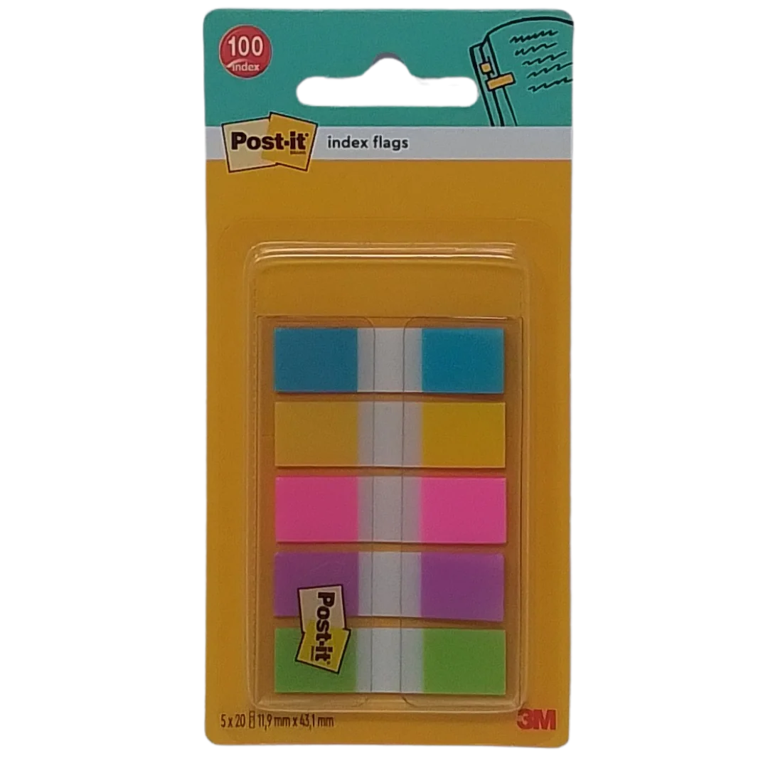 3M – POST-IT SEGNAPAGINA ADESIVI RIPOSIZIONABILI E SCRIVIBILI 11,9X43,1MM BLU/GIALLO/ROSA/VIOLA/VERDE