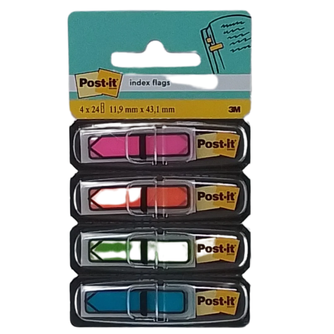 3M – POST-IT SEGNAPAGINA ADESIVI A FRECCIA RIPOSIZIONABILI E SCRIVIBILI 11,9X43,1MM ROSA/ARANCIONE/VERDE/AZZURRO