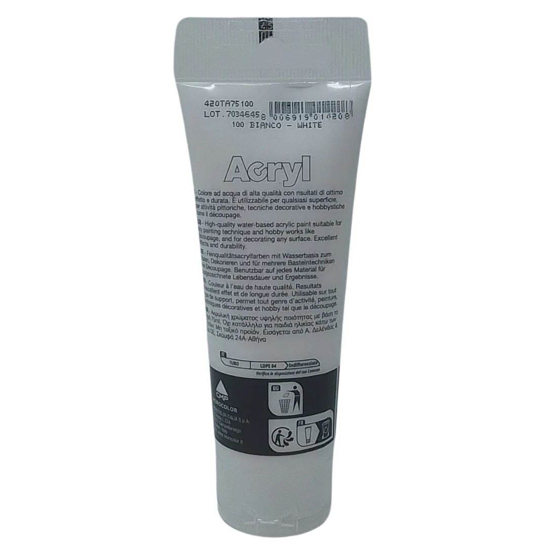PRIMO – TUBETTO ACRYL 75ML 100 BIANCO