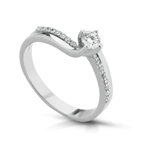 Anello Solitario Donna in Oro 18 Carati con Diamanti.