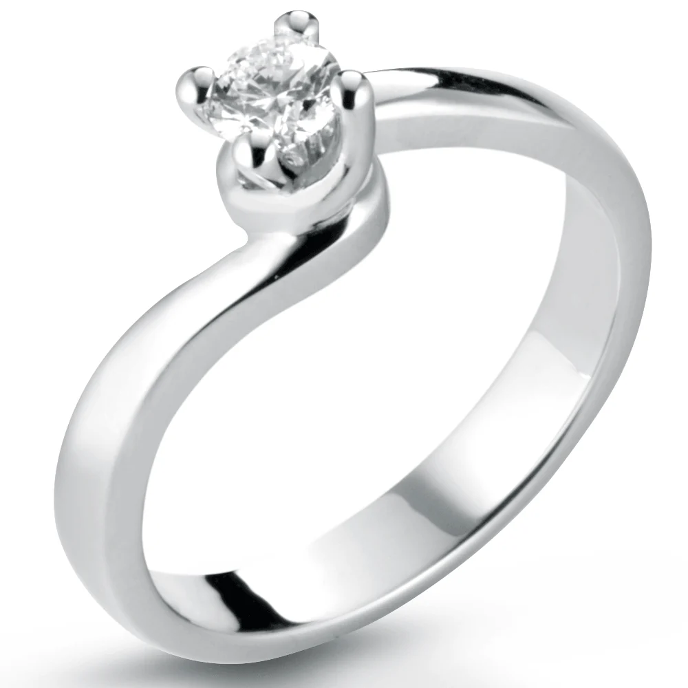 Anello Valentino Solitario Donna in Oro 18 Carati con Diamante.