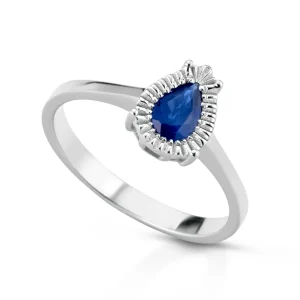 Anello Solitario Donna in Oro 18 Carati con Zaffiro.