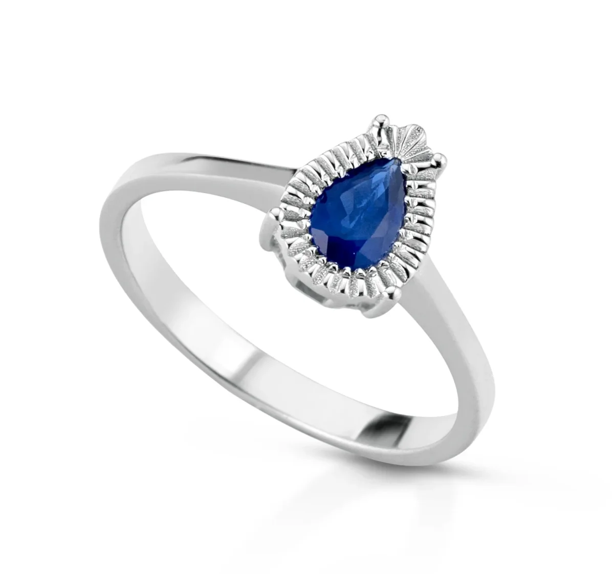 Anello Solitario Donna in Oro 18 Carati con Zaffiro.