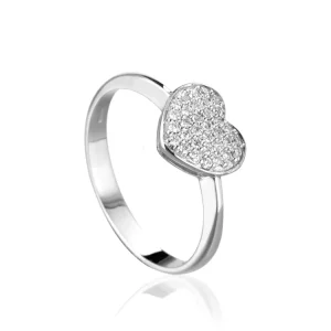 Anello Donna modello Cuore in Oro 18 Carati con Diamanti.