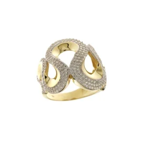 Anello Donna in oro 18 Carati modello Fascione di 8.30 Grammi con Zirconi.