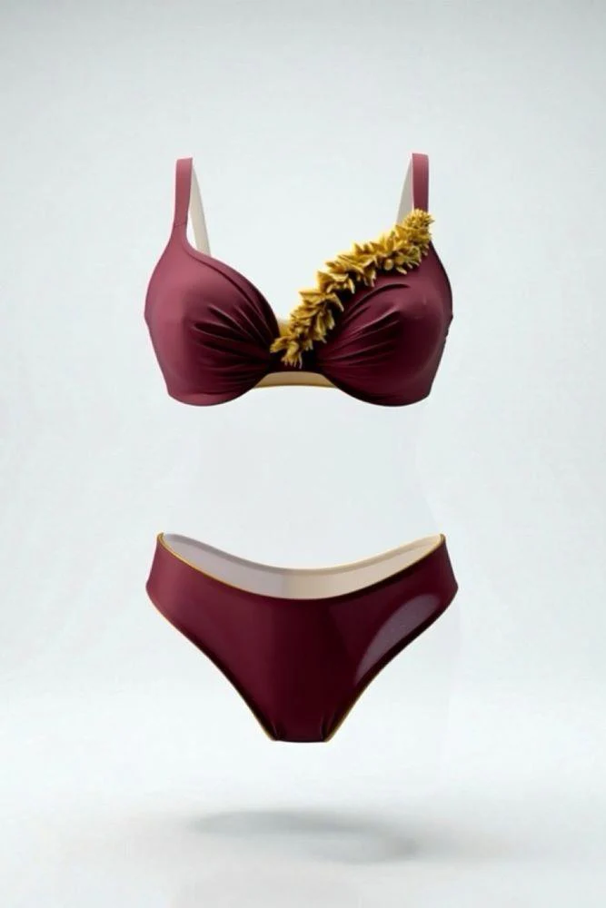 BIKINI Donna BERNE’ FERRETTO Coppa E slip regolare Bordeau