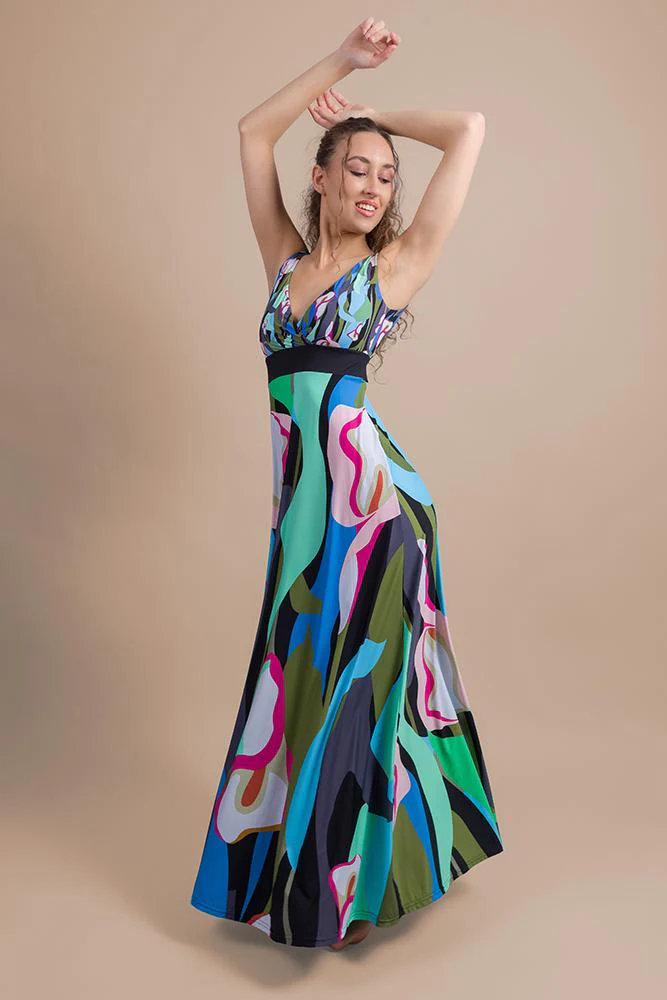 ABITO Donna Isabelle   LUNGO Azzurro fantasia