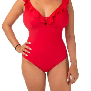INTERO Donna BERNE' senza Imbottitura Coppa D slip coprente Rosso