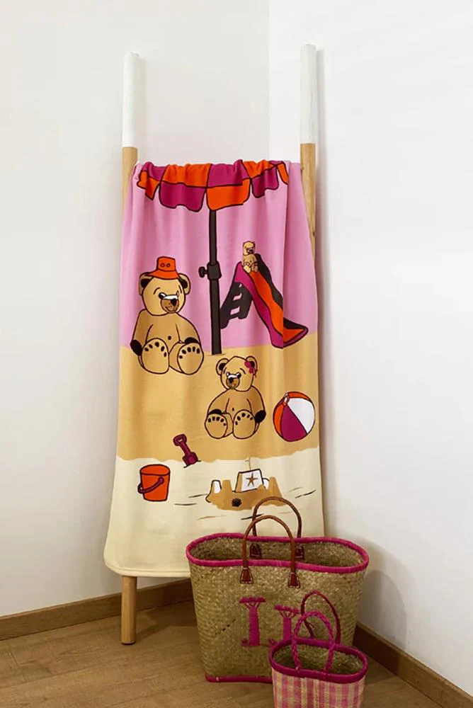 TELO MARE Bambino COMPTOIR DE LA PLAGE MICROFIBRA   Rosa