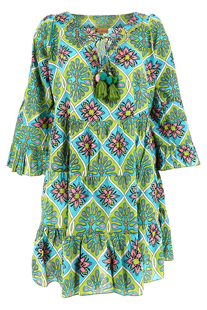 KAFTANO Donna KARAKORUM   CORTO Fantasia verde/rosa