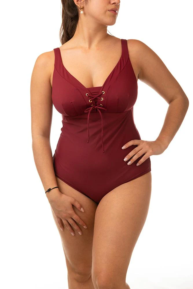 INTERO Donna BERNE’ senza Imbottitura Coppa DD slip coprente Bordeaux
