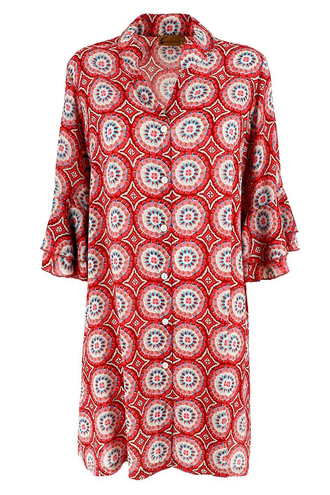 KAFTANO Donna KARAKORUM   CORTO Rosso fantasia