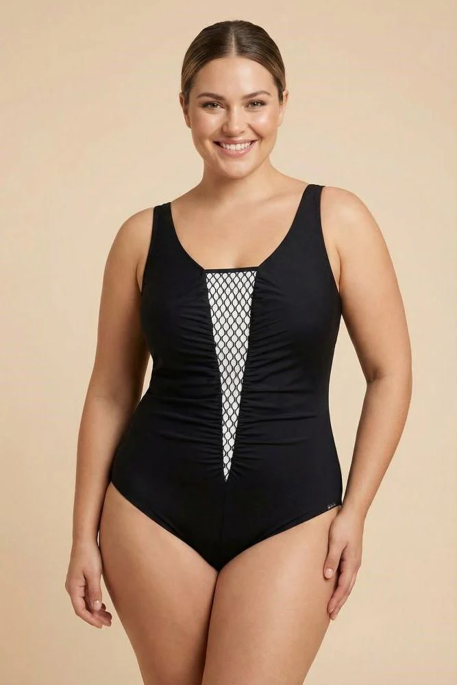 INTERO Donna CHARMLINE senza Imbottitura Coppa C slip coprente Nero/bianco