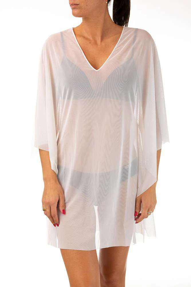 KAFTANO Donna FISICO   CORTO Bianco