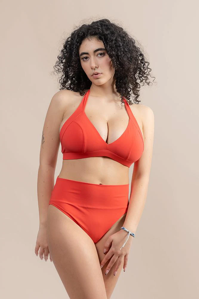 BIKINI Donna PAIN DE SUCRE BRASSIERE Coppa C slip Alto Corallo