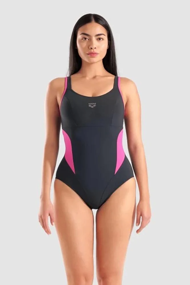 INTERO Donna ARENA senza Imbottitura  slip coprente Nero/fucsia