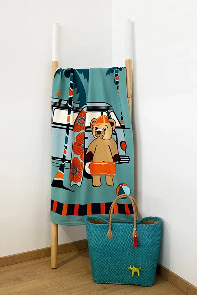 TELO MARE Bambino COMPTOIR DE LA PLAGE MICROFIBRA   Petrolio