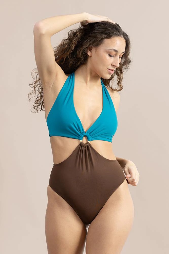 INTERO Donna FISICO Imbottito  slip regolare Laguna/cacao